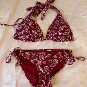 Red and white bikini